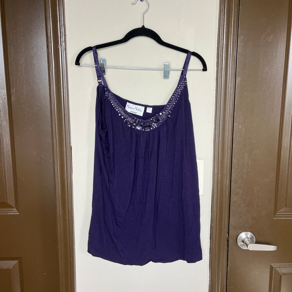 Y2K Purple Rhinestone Cami Sparkly Gem Spaghetti Strap 18/20 Clubwear Rave Retro